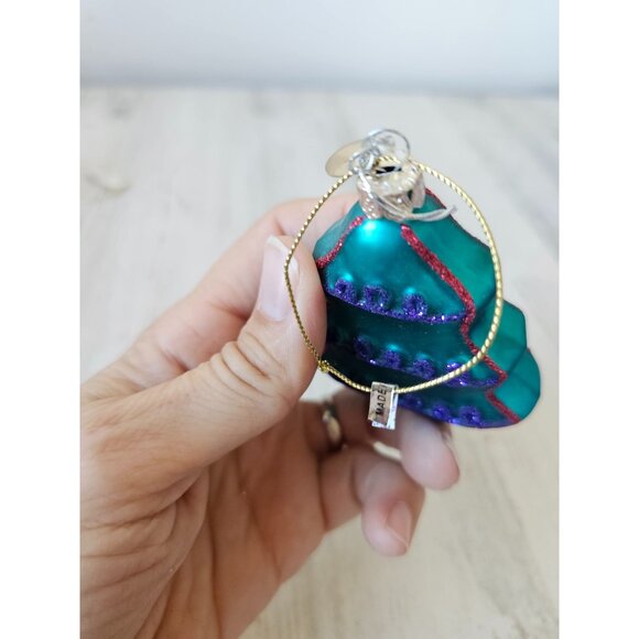 Seasons cannon falls tree glass ornament Xmas green sparkle glitter - Picture 4 of 7